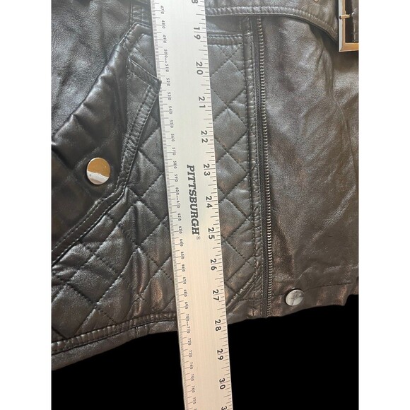 Joe Boxer Black Faux Leather Moto Biker Classic 3x Jacket Tie Waist - Picture 7 of 11